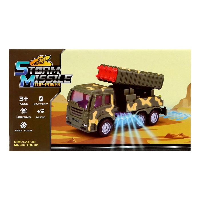 Машина &laquo;Военная&raquo;, на батарейках, свет и звук