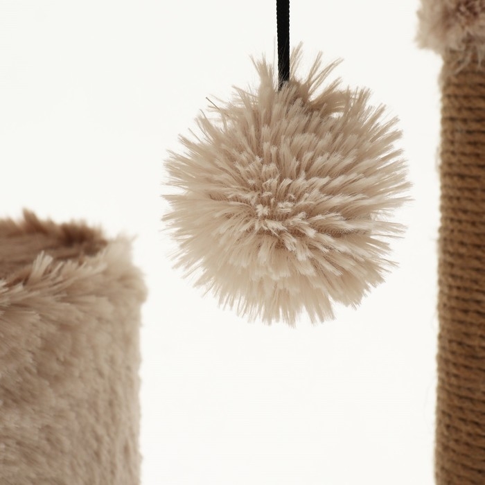 Комплекс для кошек с когтеточкой, 63 х 41 х 76 см, пушистый мех, джут, коричневый Комплекс для кошек с когтеточкой, 63 х 41 х 76 см, пушистый мех, джут, коричневый