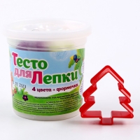 Тесто для лепки в банке 4 цвета по 25 г + формочка-каттер Тесто для лепки в банке 4 цвета по 25 г + формочка-каттер