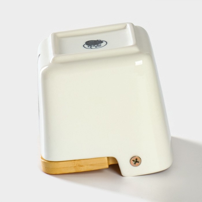 Банка для хранения сыпучих продуктов с ложкой «Эстет. Овощи», 250 мл, с бамбуковой крышкой, фарфоровая, цвет белый Банка для хранения сыпучих продуктов с ложкой «Эстет. Овощи», 250 мл, с бамбуковой крышкой, фарфоровая, цвет белый