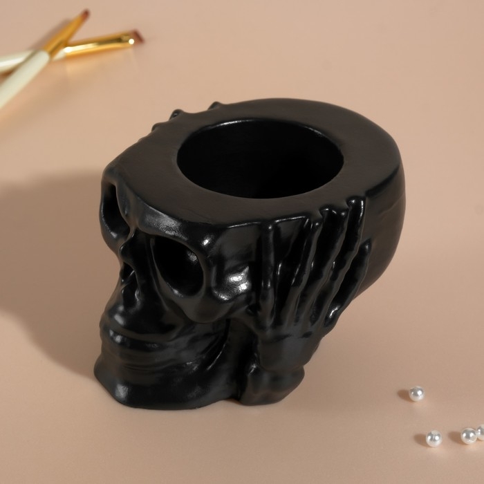 Предмет интерьера Предмет интерьера "Череп Тишина" 6,5х10 см черный матовый