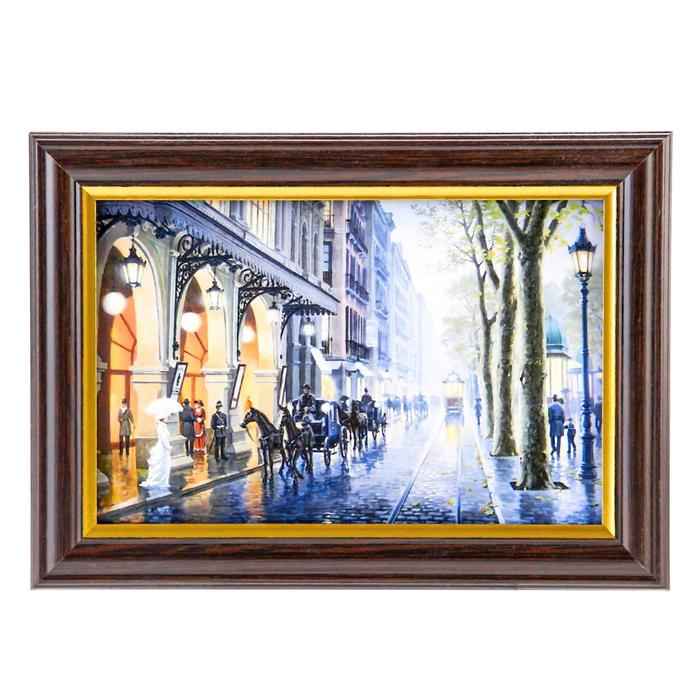 Ключница "Улицы Барселоны" венге 15х21 см