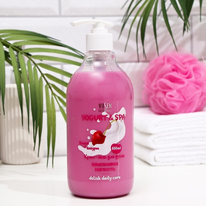 Крем-гель для душа Vilsen YOGURT & SPA &laquo;Изысканная мягкость&raquo;, вишня + йогурт, 650 мл