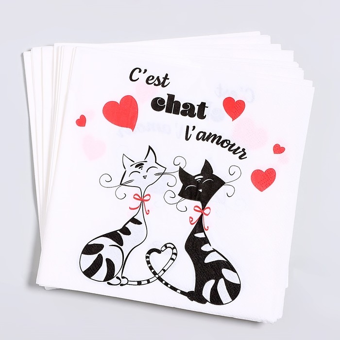 Салфетки бумажные «Замурчательная любовь», 33х33 см, набор 20 шт Салфетки бумажные «Замурчательная любовь», 33х33 см, набор 20 шт