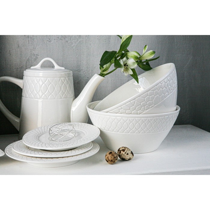 Салатник фарфоровый Magistro Argos, 1,4 л, 20&times;9 см, цвет белый