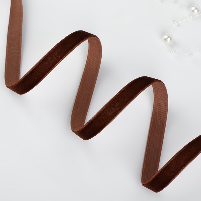 Лента бархатная, 10 мм, 18 &plusmn; 1 м, цвет коричневый №119