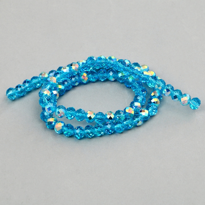 Бусины из стекла, набор 72 шт., размер 1 шт. &mdash; 8 мм, цвет голубой