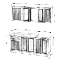 Кухня Хозяюшка Акация белая-Деним 1800х600