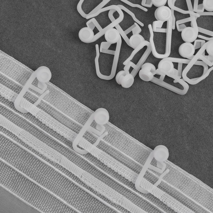 Крючок для штор, ролик с замком, 2,7 × 1,1 см, 20 шт, цвет белый Крючок для штор, ролик с замком, 2,7 × 1,1 см, 20 шт, цвет белый