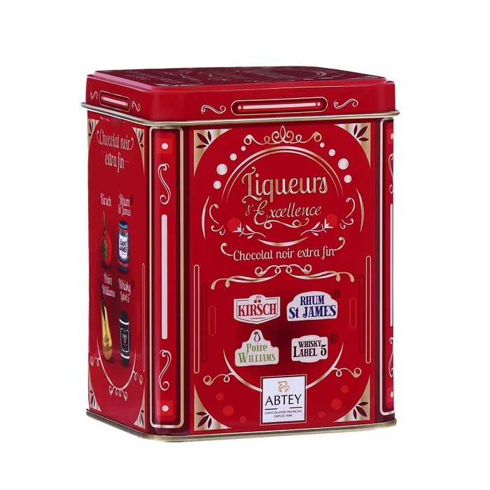 Новый год. Шоколад фигурный BOITE METAL VINTAGE, с ликёром, 19 шт*13 г