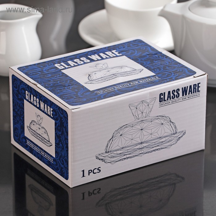 Маслёнка стеклянная &laquo;Ананас&raquo;, 12&times;15&times;9,7 см