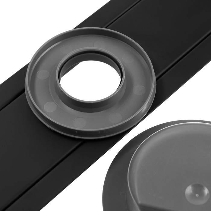 Трап ZEIN engr, c флaнцeм свободного вращ 360&deg;, 7*60 см, d=40/50 мм, нерж сталь, черный