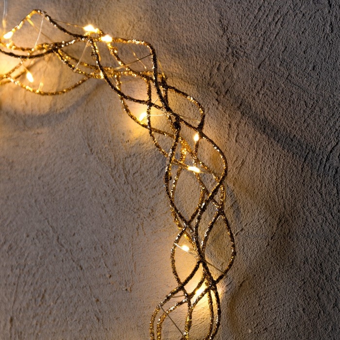 Светодиодная фигура &laquo;Плетёный венок&raquo; 30 см, металл, батарейки ААх3 (не в комплекте), свечение тёплое белое