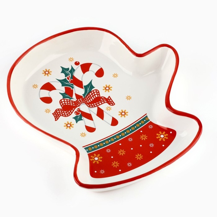 Новый год! Блюдо керамическое &laquo;Новогодние леденцы&raquo;, 20х17.5х3 см, цвет белый