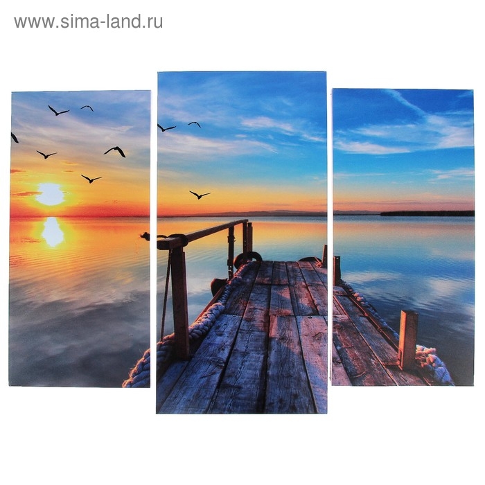 Модульная картина "Мостик на берегу"  (2-25х52; 1-30х60) 60х80 см