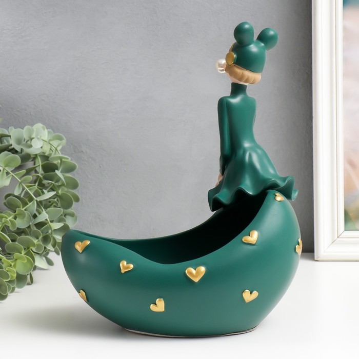 Сувенир полистоун подставка Сувенир полистоун подставка "Девушка ушки мишки, с пузырём" тёмно-зелёный 29х19х28 см