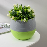 Горшок для цветов с поддоном &laquo;Япония&raquo;, 2 л, цвет серо-фисташковый