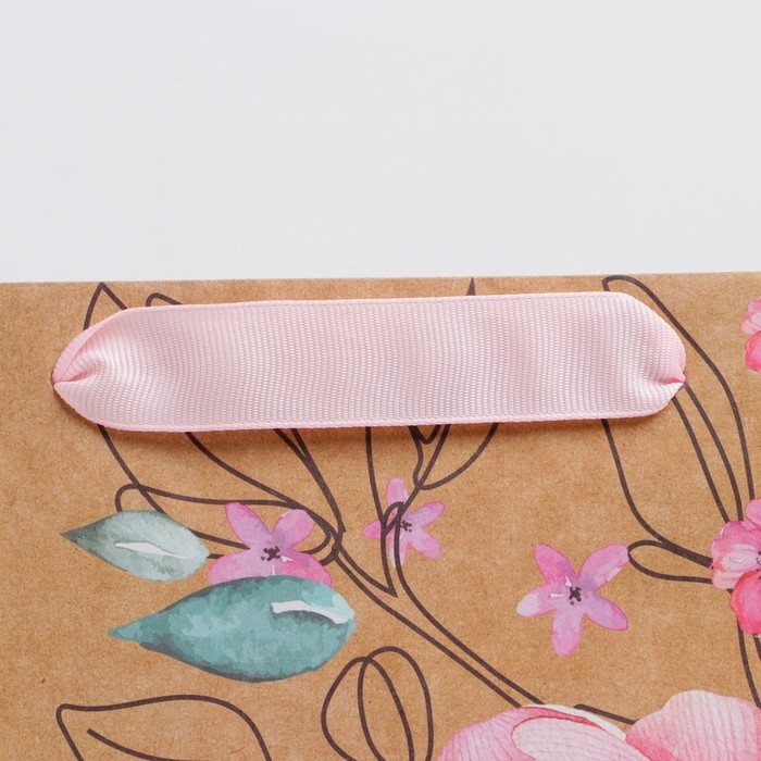 Пакет подарочный крафтовый вертикальный, упаковка, &laquo;Счастье сейчас&raquo;, M 26 х 30 х 9 см