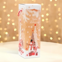 Новый год. Подарочная коробка, Новогодняя под шампанское "Елочки" с веревочной ручкой 11 х 11 х 35 см. Новый год. Подарочная коробка, Новогодняя под шампанское "Елочки" с веревочной ручкой 11 х 11 х 35 см.