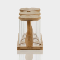 Банки стеклянные для хранения сыпучих продуктов &laquo;Эко&raquo;, 450 мл, 3 шт, с бамбуковой крышкой