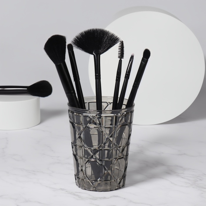 Органайзер - подставка для хранения маникюрных/косметических принадлежностей &laquo;Хрусталь&raquo;, d = 8,5 &times; 11 см, цвет прозрачный/чёрный