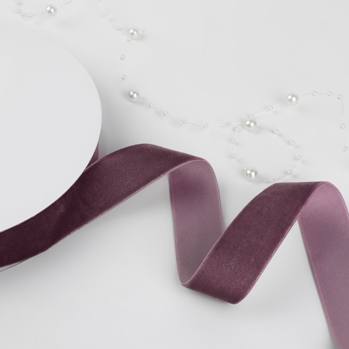 Лента бархатная, 25 мм, 18 &plusmn; 1 м, цвет ежевичный №199