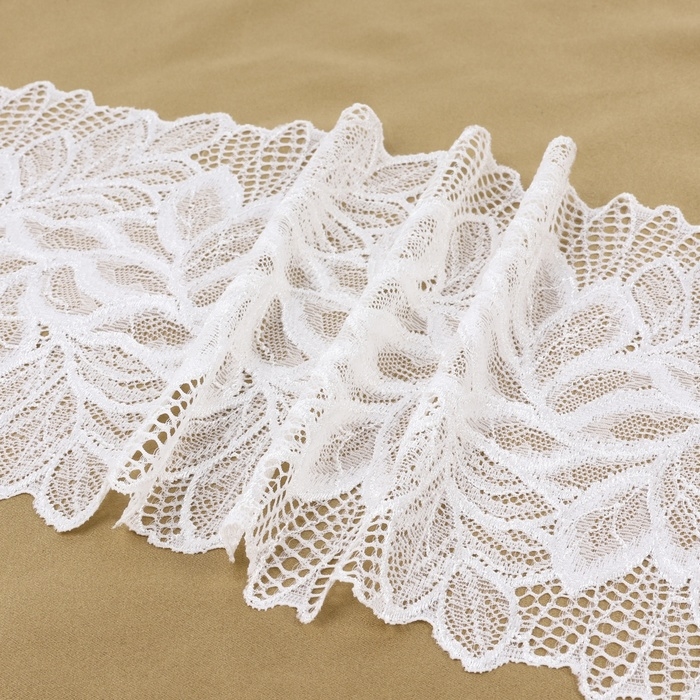 Кружевная эластичная ткань, 175 мм &times; 2,7 &plusmn; 0,5 м, цвет белый