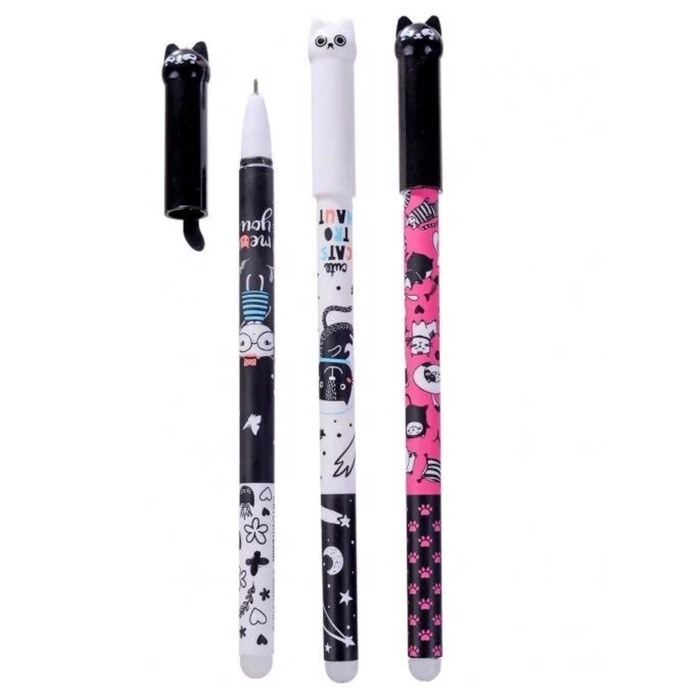 Ручка гелевая синяя со стираемыми чернилами Mazari Ручка гелевая синяя со стираемыми чернилами Mazari "CATODREAM" + 9 стержней в комплекте, игольчатый пишущий узел 0,5 мм, термочувствительные чернила