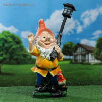 Садовый фонарь "Гном с фонарем и петухом" 31х23х56см Садовый фонарь "Гном с фонарем и петухом" 31х23х56см