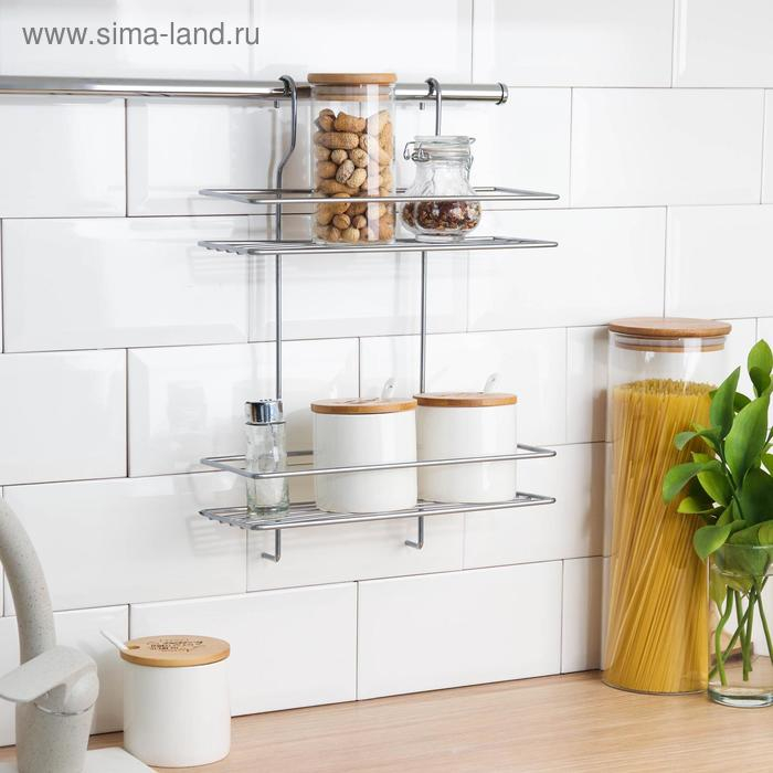 Полка для рейлинга прямая, 2-х ярусная, 38&times;26,5&times;11,5 см, d=25 мм, цвет хром