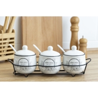 Банки керамические для специй на металлической подставке Natural product, 200 мл, 3 шт