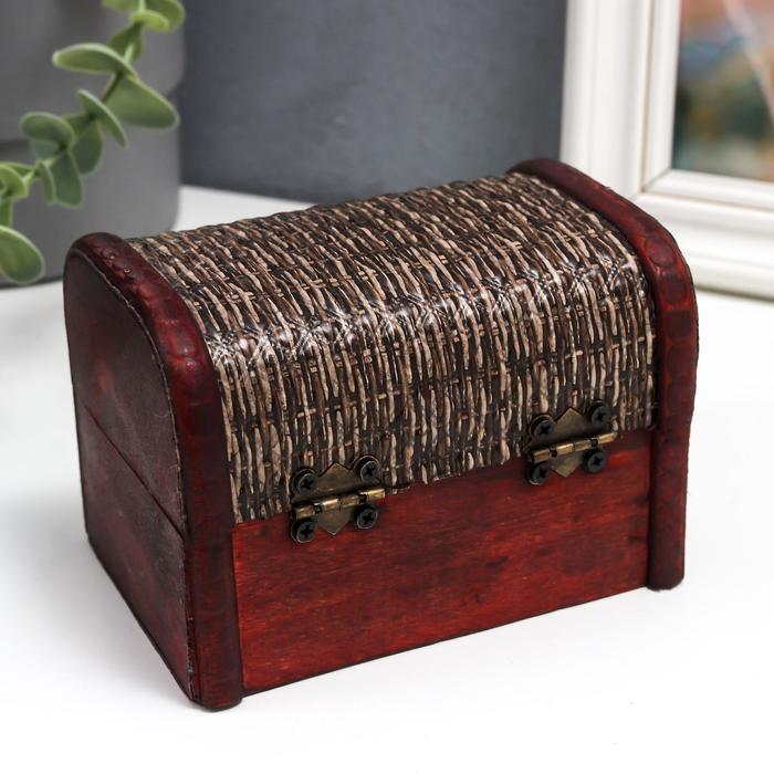 Шкатулка дерево сундучок "Ромбы плетёнка" 8,5х12х8,5 см