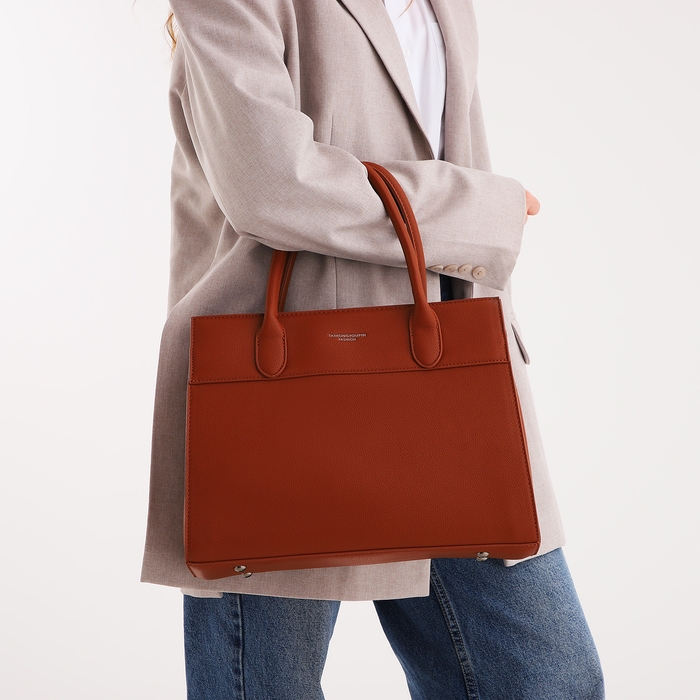 Сумка женская тоут, на молнии, цвет рыжий