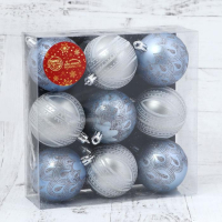 Набор шаров пластик d-6 см, 9 шт "Загадочный узор" Набор шаров пластик d-6 см, 9 шт "Загадочный узор"