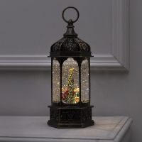 Светодиодная фигура &laquo;Фонарь с детьми и ёлкой&raquo; 13 &times; 28.5 &times; 12 см, пластик, батарейки ААх3 (не в комплекте), USB, свечение тёплое белое