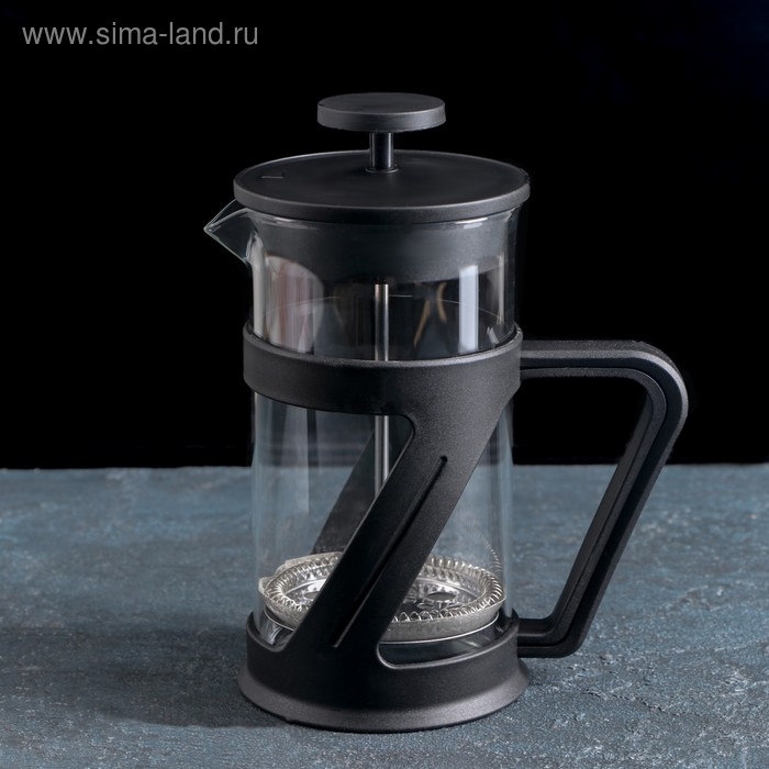 Чайник заварочный френч - пресс «Зет», 600 мл, стекло, цвет чёрный Чайник заварочный френч - пресс «Зет», 600 мл, стекло, цвет чёрный