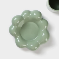 Кофейная пара керамическая &laquo;Ромашка&raquo;, 2 предмета: кружка 260 мл, блюдце d=17 см, цвет зелёный