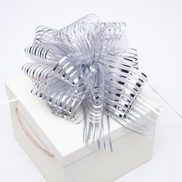 Бант - шар №10 &laquo;Полоски&raquo;, цвет серебро