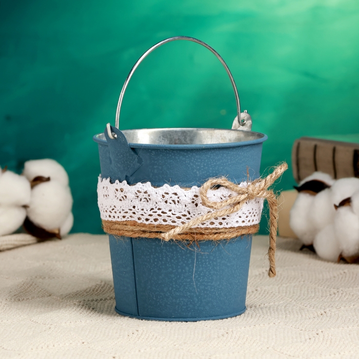 Кашпо "Ведерко Линдберг" синее, 10х10х10см