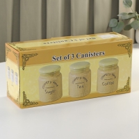 Банки для хранения сыпучих продуктов &laquo;Домик в деревне&raquo;, 3 предмета: 750 мл, 10,5&times;14,5 см, керамические, цвет зелёный