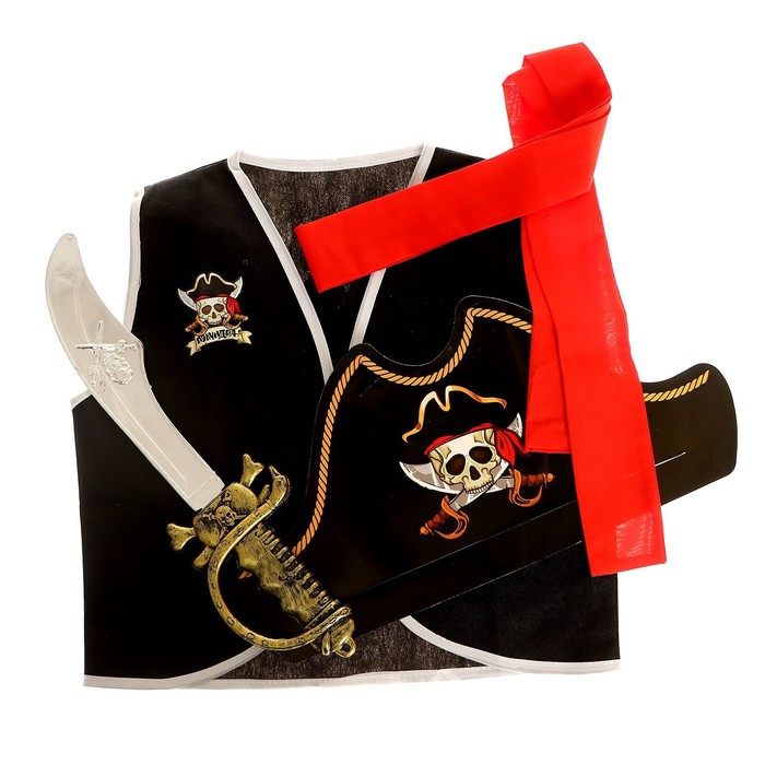 Карнавальный костюм &laquo;Полундра&raquo;, жилетка, шляпа, пояс, меч