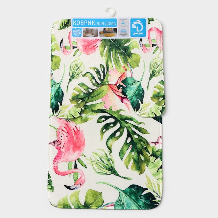 Коврики для ванной и туалета Доляна «Фламинго», 2 шт: 40×43 см, 43×73 см Коврики для ванной и туалета Доляна «Фламинго», 2 шт: 40×43 см, 43×73 см