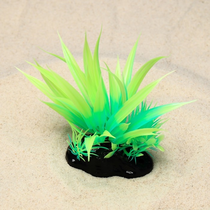 Растение искусственное аквариумное, светящееся, 10 см, зелёное