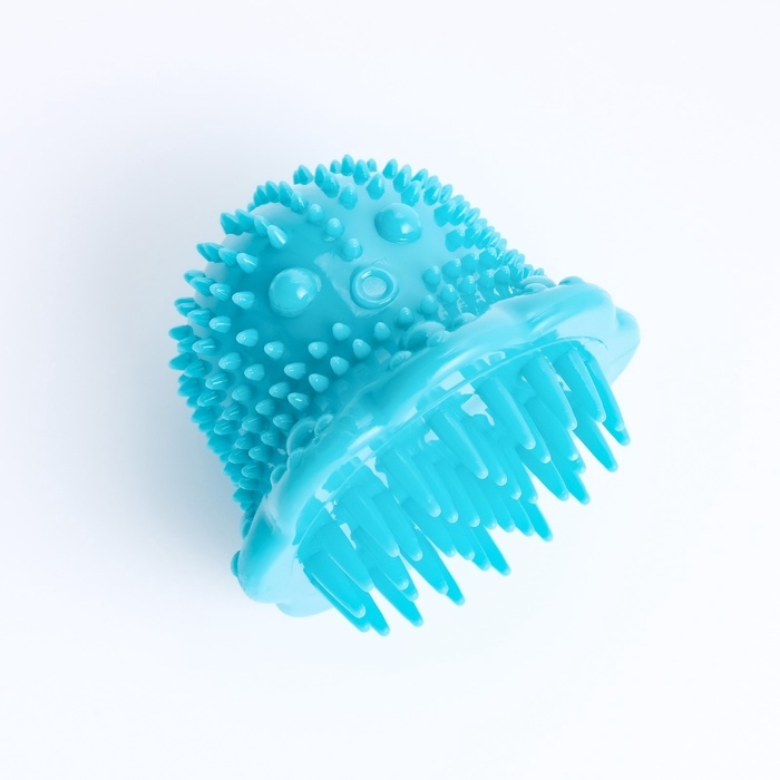 Игрушка массажная для собак "Осьминог" 10 см, ТПР, синяя