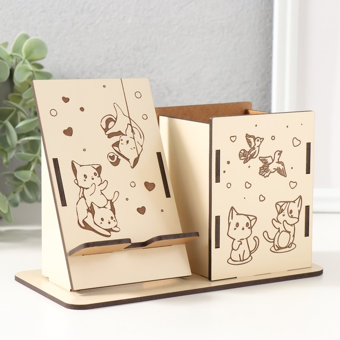 Органайзер настольный Органайзер настольный "Кошки" 18х12,5х9 см (набор 9 деталей)