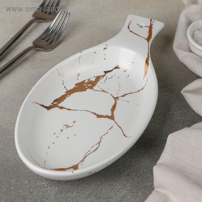 Блюдо фарфоровое для подачи &laquo;Марбл&raquo;, 25,2&times;12,7&times;3 см, цвет белый