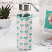 Бутылка для воды стеклянная в чехле &laquo;Ваниль&raquo;, 300 мл, h=17 см, рисунок МИКС