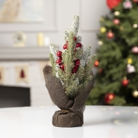 Светодиодная фигура «Снежная ёлка с ягодами», 12.5 × 28.5 × 7.5 см, пластик, батарейки CR2032х2 (в комплекте), свечение мульти Светодиодная фигура «Снежная ёлка с ягодами», 12.5 × 28.5 × 7.5 см, пластик, батарейки CR2032х2 (в комплекте), свечение мульти