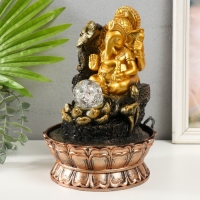 Фонтан настольный от сети, подсветка "Ганеша в золотом сидящий у лотоса" 20.5х20.5х30 см Фонтан настольный от сети, подсветка "Ганеша в золотом сидящий у лотоса" 20.5х20.5х30 см