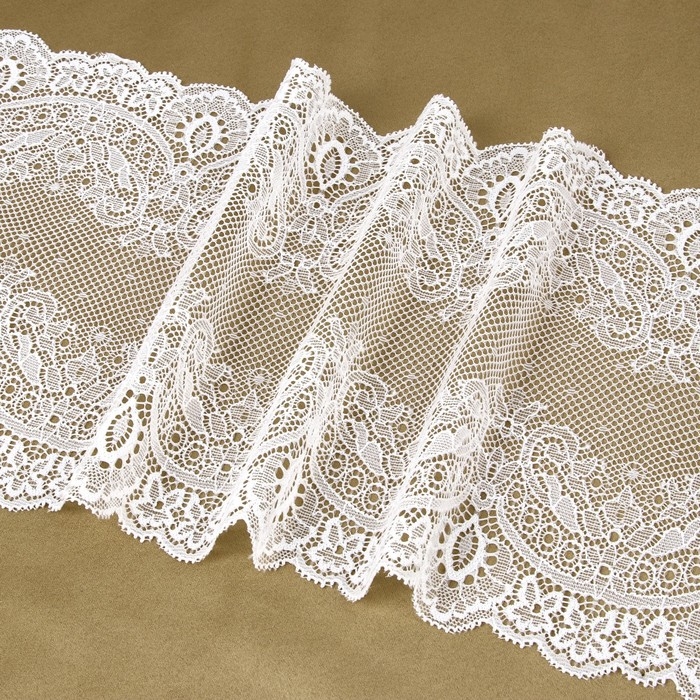 Кружевная эластичная ткань, 180 мм × 2,7 ± 0,5 м, цвет белый Кружевная эластичная ткань, 180 мм × 2,7 ± 0,5 м, цвет белый